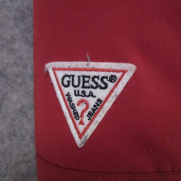 Guess Los Angeles Jacket Mens Medium Red Hooded Parka Faux Fur Trim Insulated - Picture 6 of 9